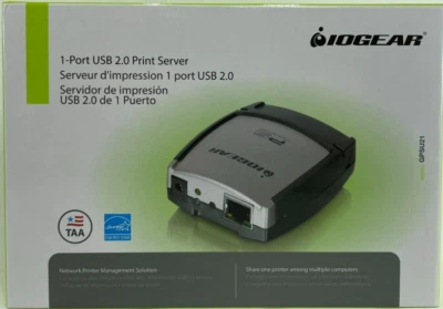 IOGear - GPSU21 - 1-Port USB 2.0 Print Server w/ AC Adapter & USB Cable - Image 1 of 3