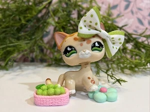 Littlest Pet Shop 852 LPS Authentic Shorthair Cheetah Cat Green Eyes Moon - Picture 1 of 7