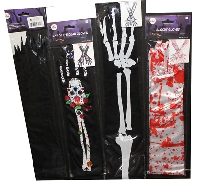 Guantes Largos Halloween Bruja, Esqueleto, DOD, Disfraz Sangriento Accesorios Reutilizables Foto 1 de 4