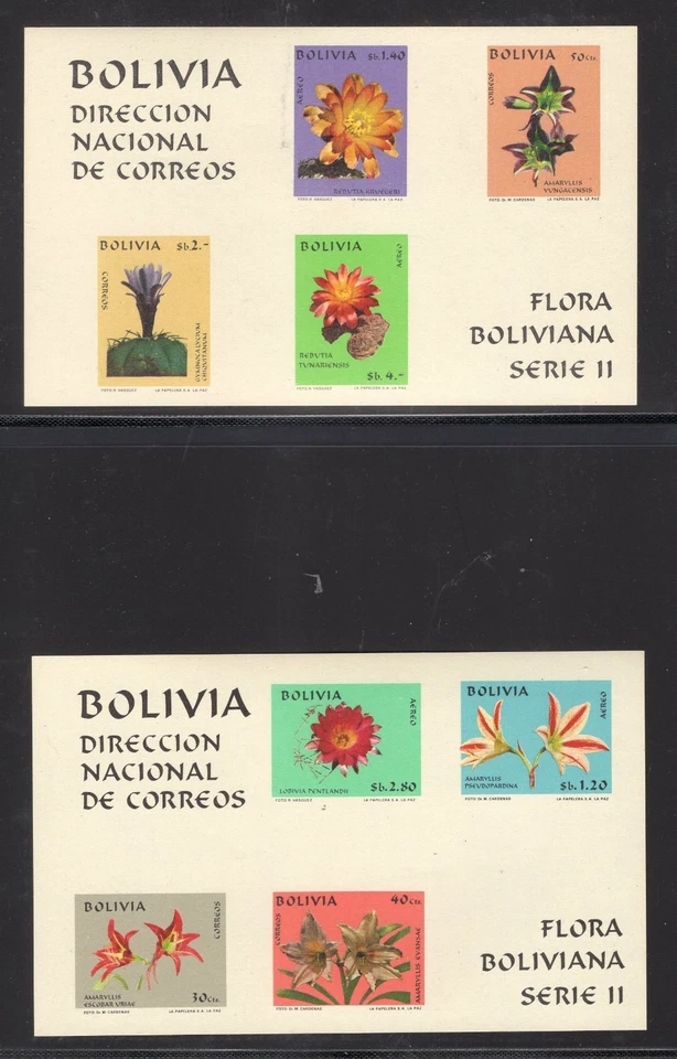 BOLIVIA 1971 NH 537a 537b S/S Flores Amaryllis - Envío Gratis EE. UU. Foto 1 de 1