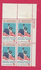 US  SCOTT # 1320 5¢  SAVINGS BONDS  PLATE BLOCK of 4 1966  28752UR MNH - Picture 1 of 2