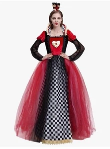 Women Red Queen of Hearts Princess Dress Alice In Wonderland Cosplay Fancy Dress - Picture 1 of 2
