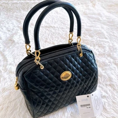 VALENTINO Handbag Small Logo Quilting Leather Black Women's USED FROM JAPAN - Image 1 of 4