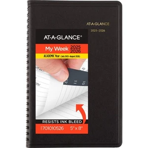Planner 2025-2026 Academic, Weekly, 5" x 8", Small, Flexible Cover, Black (70... - Picture 1 of 8