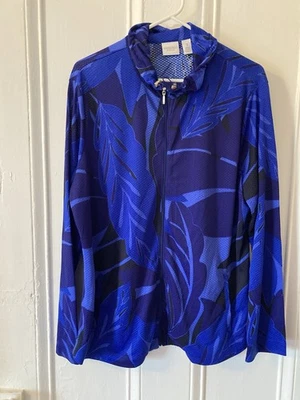 Weekends By Chico’s Women’s Size 16 (3) Stratus Blue Calming Leaves New W/ Tags - Image 1 of 4