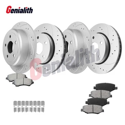 Front Rear Drilled Brake Rotors + Brake Pads Kit for Jeep Wrangler JK 2007-2017 Foto 1 de 4