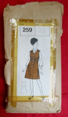 Vintage 60s Sewing Pattern 259 WOMens Pinafore Button Front Dress 46" Bust - Image 1 of 2