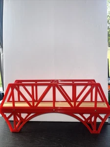 Thomas Brio Compatible Wooden Railway Train Track Red Bridge - Imagen 1 de 4