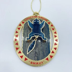 Choctaw Nation “Shaui” Raccoon Christmas Holiday Ornament Gold Tone Metal - Picture 1 of 4