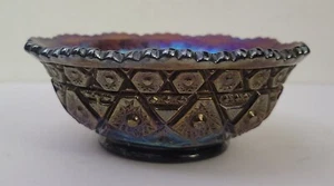 Vintage Purple Carnival Glass Imperial Diamond Lace Fruit/Dessert Bowl - Picture 1 of 4