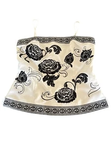 White House Black Market Corset Embroidered Spaghetti Straps Size 6 boning New - Picture 1 of 8