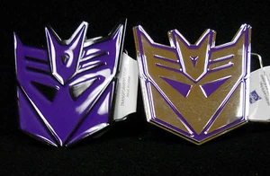 LOT OF 2 pieces NEW HASBRO TRANSFORMERS DECEPTICON Purple Metal BELT BUCKLE - Picture 1 of 2