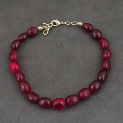 Precious 100.00 Carats Red Ruby Beaded Top Quality Ever Bracelet AK 24 E528 - Image 1 of 3