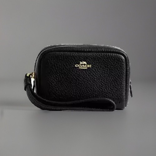 NUOVO Coach Pouch piccolo braccialetto in pelle nera ciottolata