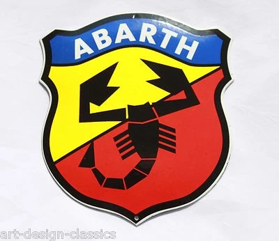 Abarth - 16,5 x 15 cm - Emailschild - Schild - Türschild - Emaille Schild