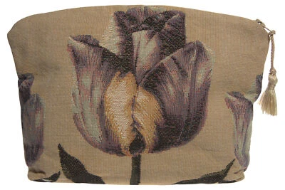 Cartera de tulipán púrpura tulipán francés floral tejido tapiz artículos de tocador bolso de mano NUEVO Foto 1 de 3