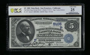 SC 1882 $5 Date Back San Francisco, CA Fr.537 Charter #5105 PCGS 25 (886) - Picture 1 of 3