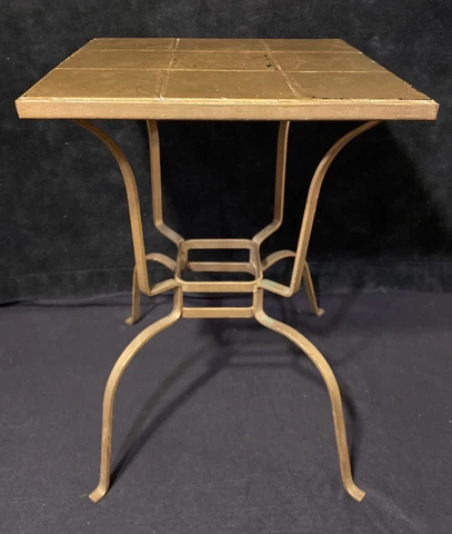 Vintage Gilded Wrought Iron and Tile Top Side Table Plant Stand Cover
