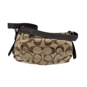 Coach Brown Chic Leather-Canvas Shoulder Bag | Perfect for Any Occasion - Picture 1 of 6