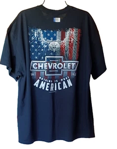 NWT Chevrolet T-Shirt Men's Black Graphic Tee American Flag Eagle Patriotic 2XL - Picture 1 of 12