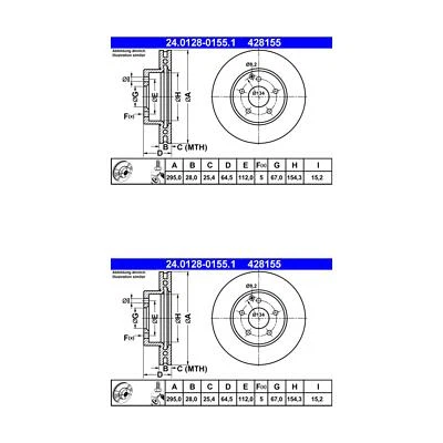 Rotores de freno de disco delanteros Mercedes C250 ATE/Premium One (2) 428155 2124211312 Foto 1 de 2