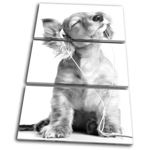 Humor Hunde Kopfhörer HÖHEN LEINWAND WANDBILD Bild Druck VA - Bild 1 von 1