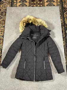 Chaqueta de plumón Andrew Marc para mujer con capucha de piel extraíble en negro talla XS - Imagen 1 de 6
