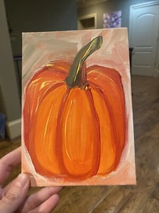 5/7 Original gemalt auf Leinwand, Kürbis, Herbst, Herbst, Ernte - Bild 1 von 3