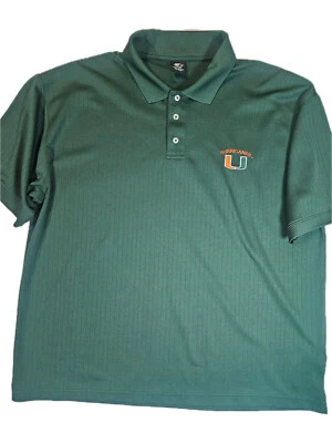 Starter Miami Hurricanes Vintage Polo Mens Dark Green Classic Sports Fan Shirt - Image 1 of 4
