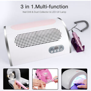 3-IN1 Nail Dust Collector+UV LED Nail Lamp+Manicure Nail Drill Machine for Salon