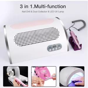  3 IN 1 Nail Lamp Dryer Electric Nail Drill Machin& Nail Dust Suction Collector - Picture 1 of 12