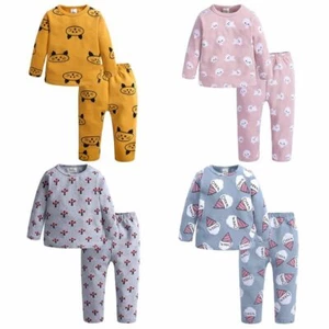 2PCS Toddler Baby Boys Girls Cotton Tops +Pants Pajama Household Clothes Set - Picture 1 of 16