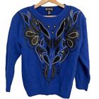 Le Chois Vintage 80?s Women?s Small Silk/Angora/Wool Blend Sequin Beaded Sweater