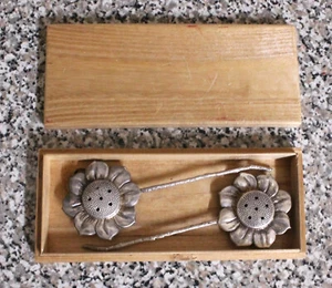 Antike K Uyeda Sterling Silber Sonnenblume Salz & Pfefferstreuer mit Original Box - Bild 1 von 4