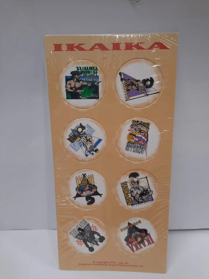 VTG 1993 Ikaika Set of 8 Pogs ~ Ink, Inc Tropical Treasure Chest Hawaii ~ NIP - Image 1 of 4