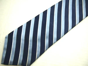 Tommy Hilfiger Mens Necktie Tie Navy Blue White Striped Textured Silk 59" - Picture 1 of 4