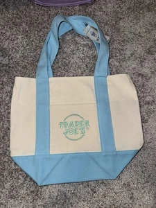 LIMITED EDITION Trader Joe's Pastel Blue Mini Canvas Tote SOLDOUT SHIPS TODAY - Picture 1 of 4