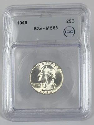1946 Washington Silver Quarter ICG MS65 Cherry Pickers Guide FS-102/802 (018.2) - Image 1 of 4