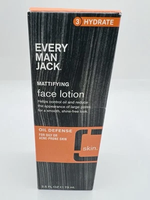 Every Man Jack Mattifying Face Lotion Oil Defense 2.5 fl oz Fragrance Free NIB - Image 1 of 4