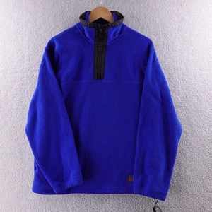 Guess Sport Fleece Pullover Jacket Blue Quarter Zip Men Medium Y2K Athletic - Picture 1 of 7