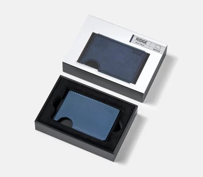 Ridge BiFlex Leather Wallet Cobalt Blue Cash RFID-Blocking Minimalist Wallet NEW - Image 1 of 4
