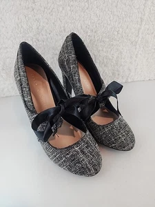 Tacones con lazo de tweed blanco y negro Kelly & Katie 6,5 M - Imagen 1 de 8