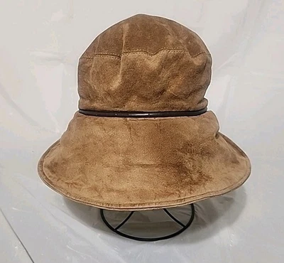 ERIC JAVITS женщин Sz M 7-71⁄8 замши ведро зимние дождя репеллент шляпа коричневый винтажный США - Изображение 1 из 4