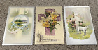 Antique Joyful Easter Postcards 1 Embellished and Embossed 2 Embossed