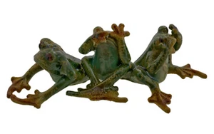 Statue Grenouille en Céramique inspirée des 3 singes de la Sagesse # CA7 7086 - Imagen 1 de 4
