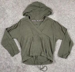 Prana Shirt Womens Small Hemp Hooded Boxy Pullover Cropped Gorpcore Natural Top - Picture 1 of 7