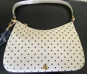 Lauren Ralph Lauren Monaco gepunktete weiße Geldbörse mit schwarzen Punkten Ledergeldbörse u.a. 250 $ - Bild 1 von 13