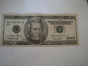 1999 $20 Twenty Dollar Bill Federal Reserve Note Vintage Currency - Picture 1 of 1