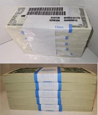 2006 $1 Boston (A) 100 Consecutive Uncirculated 1 Dollar Bills From BEP Brick - Image 1 of 4