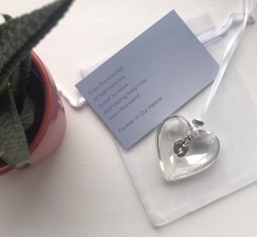 Glass Heart & Rhinestone Ornament, Born Sleeping Baby Remembrance Gift